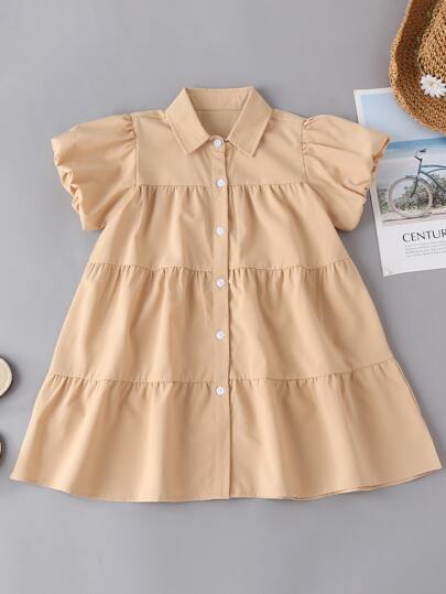 للبنات الصغار اكمام أسقف قميص فستان بيبيدول