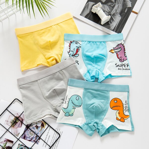 

Toddler Boys 4 Pack Dinosaur Print Boxer Brief, Multicolor