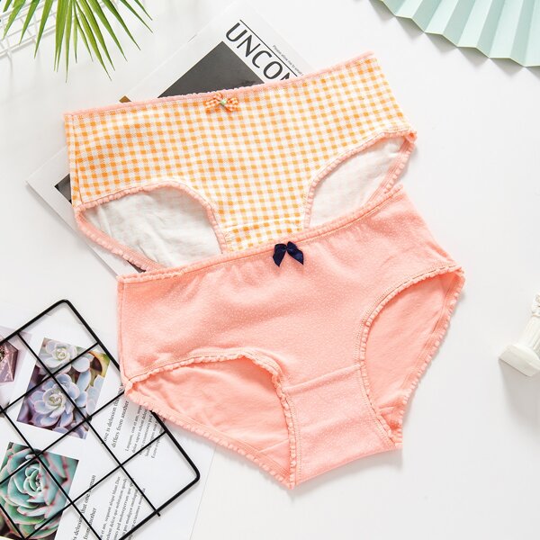 

Girls 2pack Bow Front Briefs, Multicolor