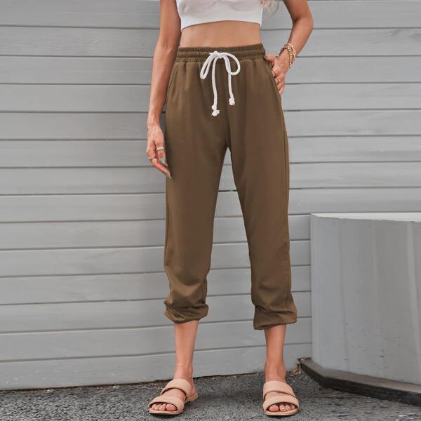 

Slant Pocket Drawstring Sweatpants, Khaki