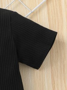 Toddler Boys Rib Knit Tee & Shorts - Black - View 3