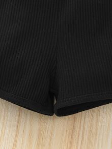 Toddler Boys Rib Knit Tee & Shorts - Black - View 4