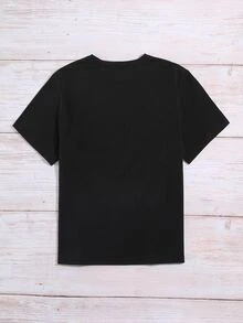 Camiseta esqueleto & con estampado de luna - Negro - Ver 2
