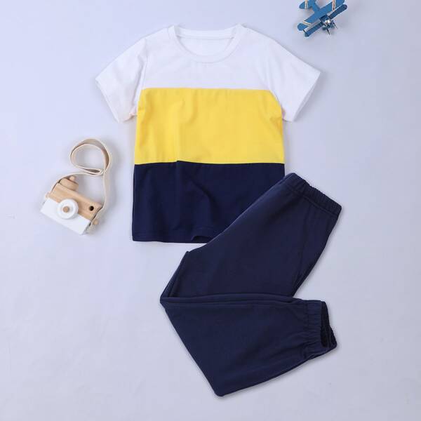 

Toddler Boys Cut And Sew Tee With Sweatpants, White