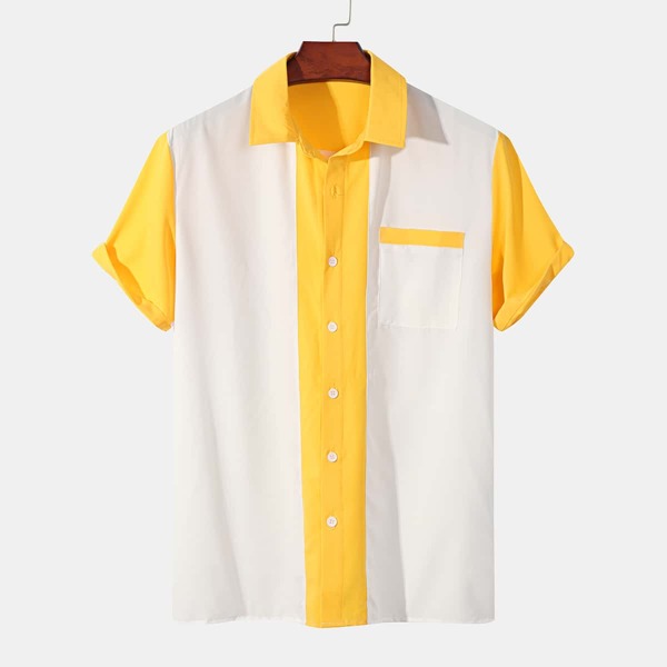 

Men Color Block Pocket Front Shirt, Multicolor