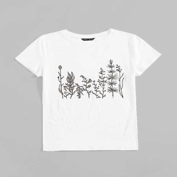 

Plus Plants Print Short Sleeve Tee, White