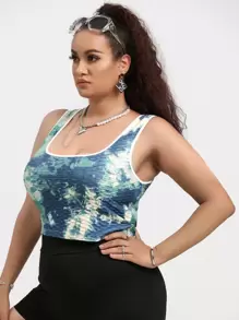 SHEIN Unity Áo hai dây Plus Size Tương phản ràng buộc Cà vạt nhuộm Boho - Nhiều màu - Xem 1