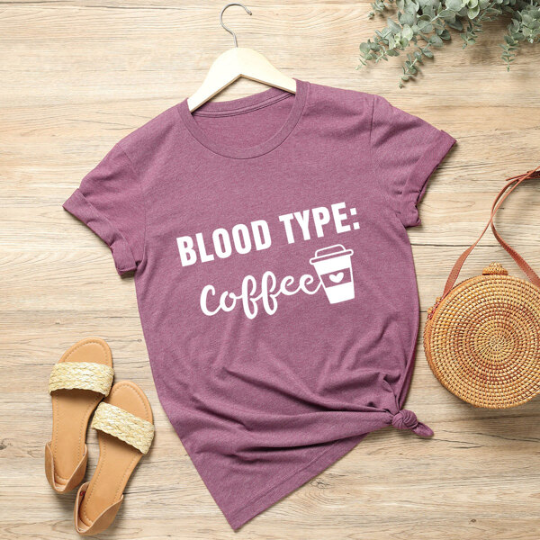 

Plus Slogan And Coffee Print Tee, Purple