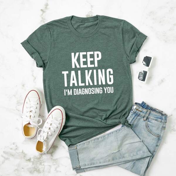 

Plus Slogan Graphic Tee, Dark green