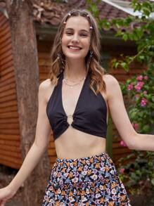 Áo khoác và áo lót dành cho xe tăng nữ Nhẫn màu trơn Giải trí - màu đen - Xem 1