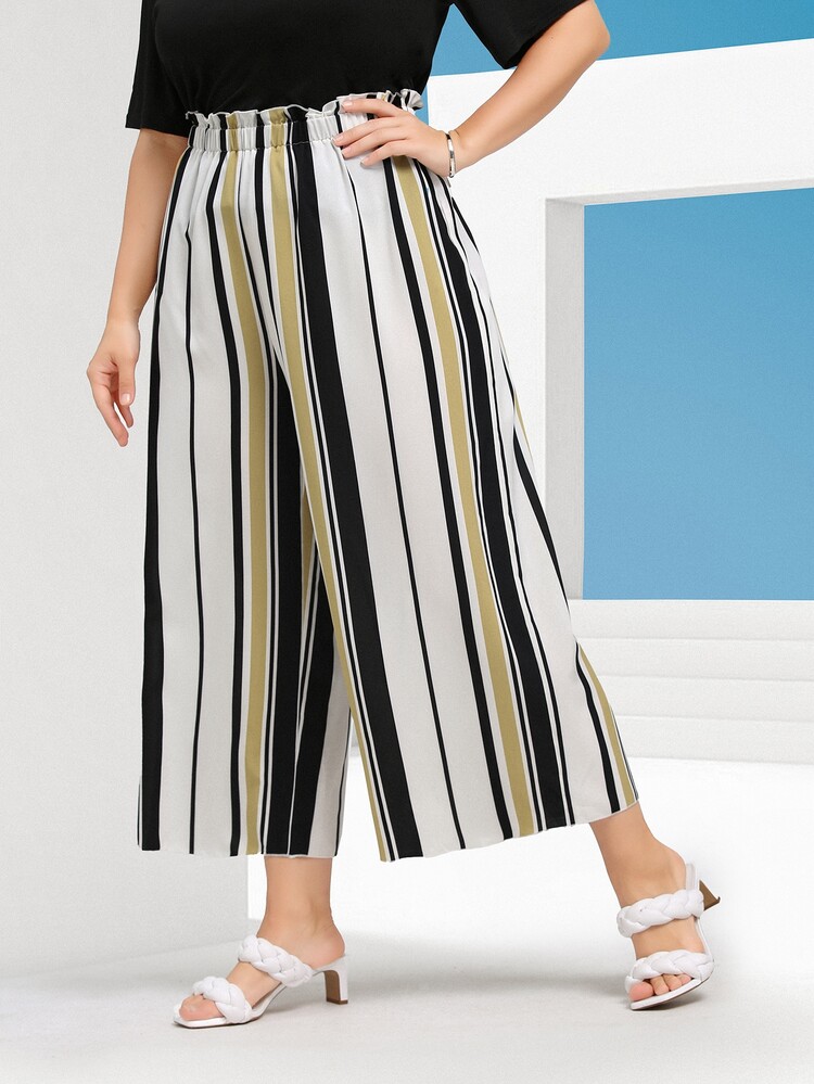 Pantalones de pierna ancha de rayas - Multicolor - Añade 1