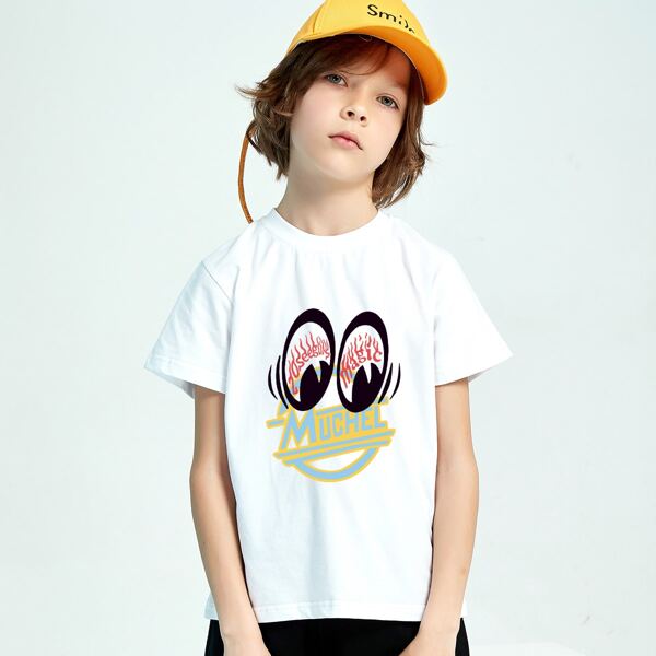 

Boys Cartoon And Letter Graphic Tee, White