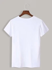 SHEIN LUNE Áo thun nữ Tim Báo Giải trí - trắng - Xem 2