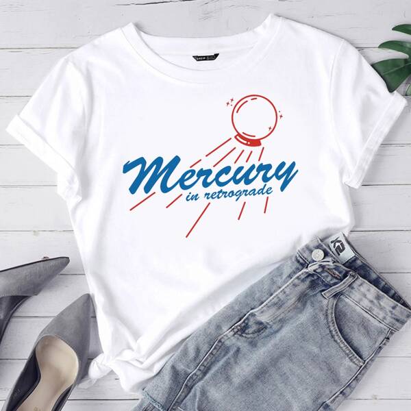 

Letter Graphic Print Short Sleeve Tee, White