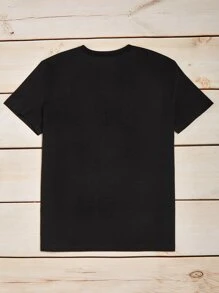 SHEIN LUNE Plus Letter Graphic Tee - Black - View 2