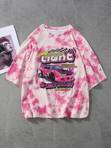 Manfinity Roghcode Men Car And Letter Graphic Tee - Multicolor - View 1