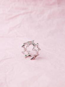 Anillo cuff con diseño de estrella - Plateado - Ver 1