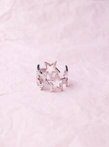 Anillo cuff con diseño de estrella - Plateado - Ver 2