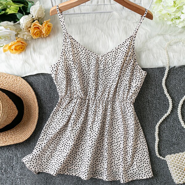 

Plus Allover Heart Print Cami Top, White