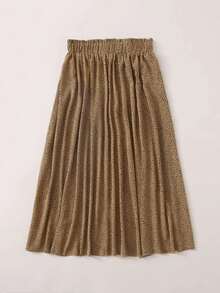 SHEIN VCAY Dalmatian Print Flared Midi Skirt - Camel - View 3