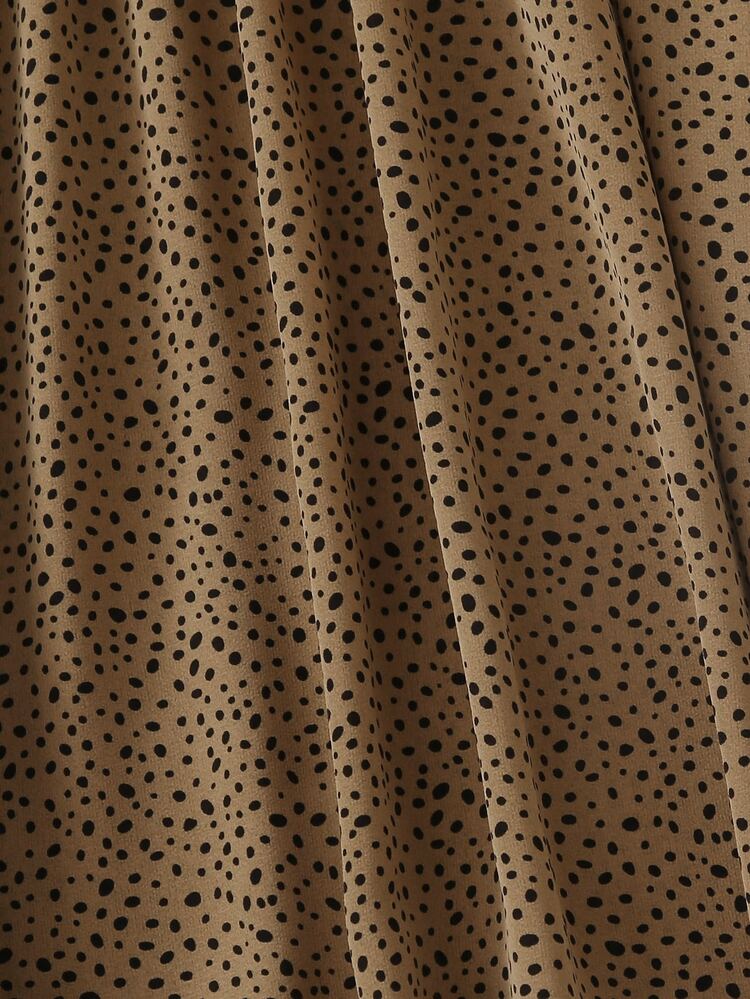 SHEIN VCAY Falda media amplia con estampado de lunares - Camel - Añade 4