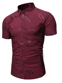 Manfinity Homme Men Graphic Print Button Through Shirt - Burgundy - View 1