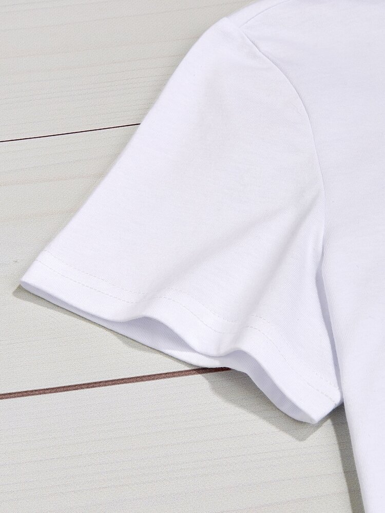 Plus Slogan Graphic Short Sleeve Tee - White - View 3