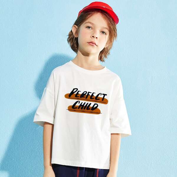 

Boys Letter Graphic Tee, White