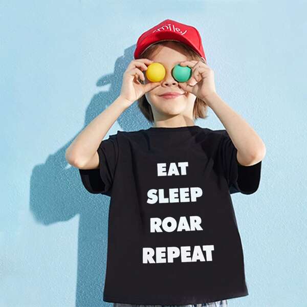

Boys Letter Graphic Drop Shoulder Tee, Black