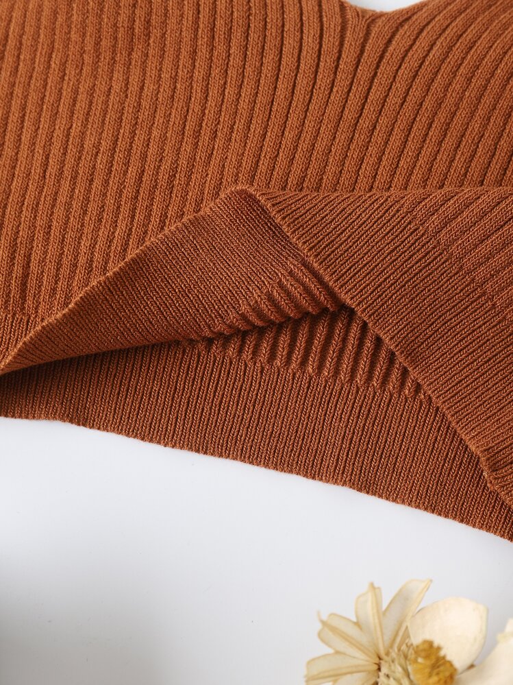 INAWLY 素色羅紋針織吊帶上衣 - 摩卡棕 - 查看 6