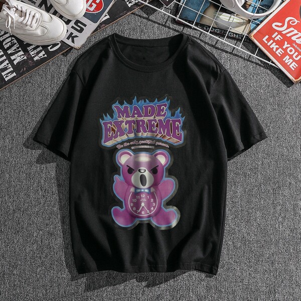 

Men Clock And Slogan Graphic Tee, Black