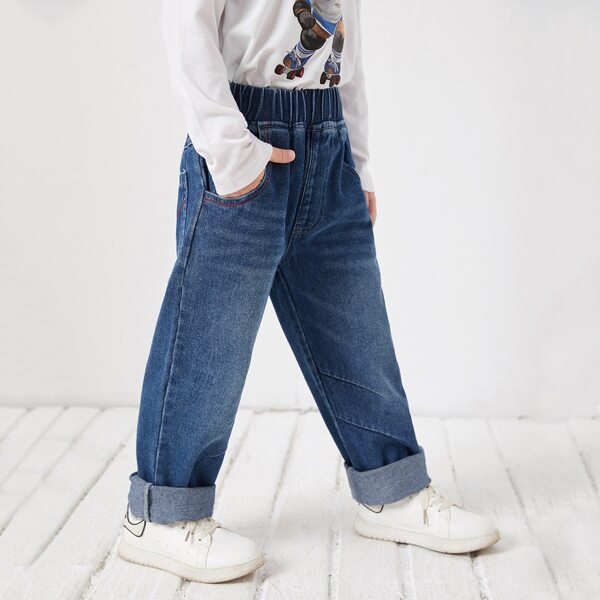 

Toddler Boys Washed Straight Leg Jeans, Medium wash
