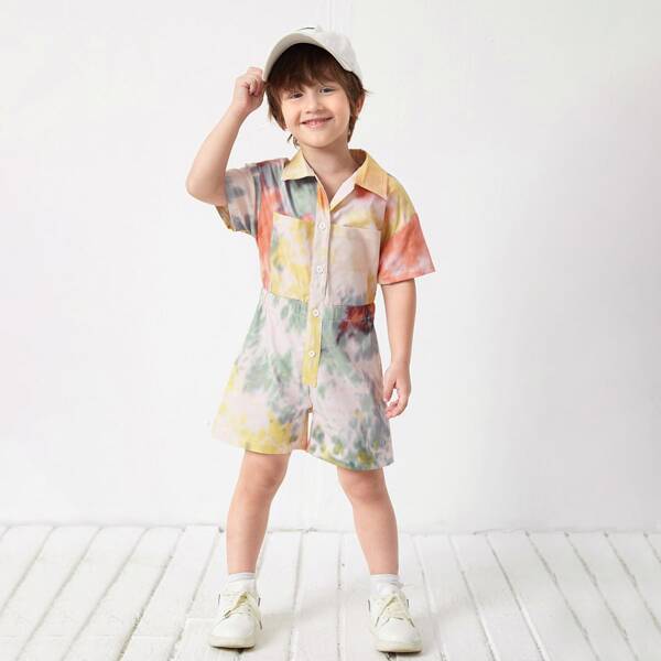 

Toddler Boys Tie Dye Shirt Romper, Multicolor