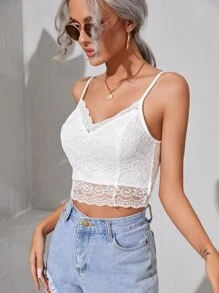 SHEIN Frenchy 貝殼邊蕾絲覆蓋吊帶上衣