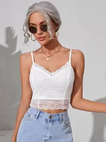 SHEIN Frenchy 貝殼邊蕾絲覆蓋吊帶上衣