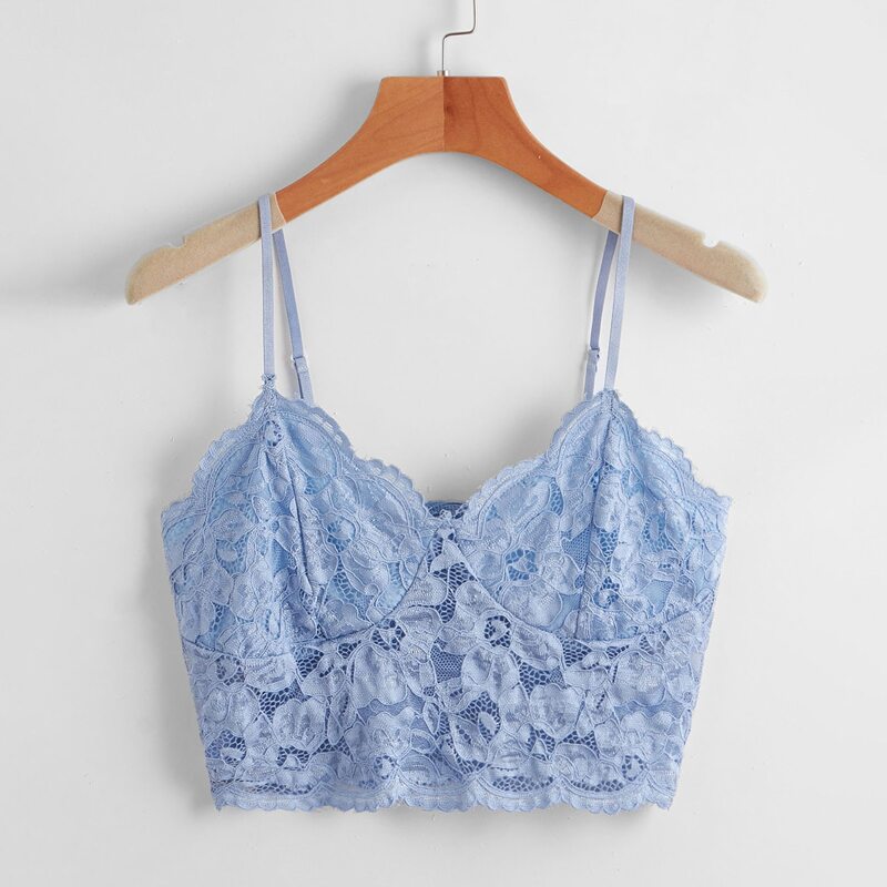 

Lace Crop Cami, Blue