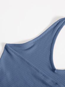 Muchica Top halter corto tejido de canalé - Neblina azul - Ver 4