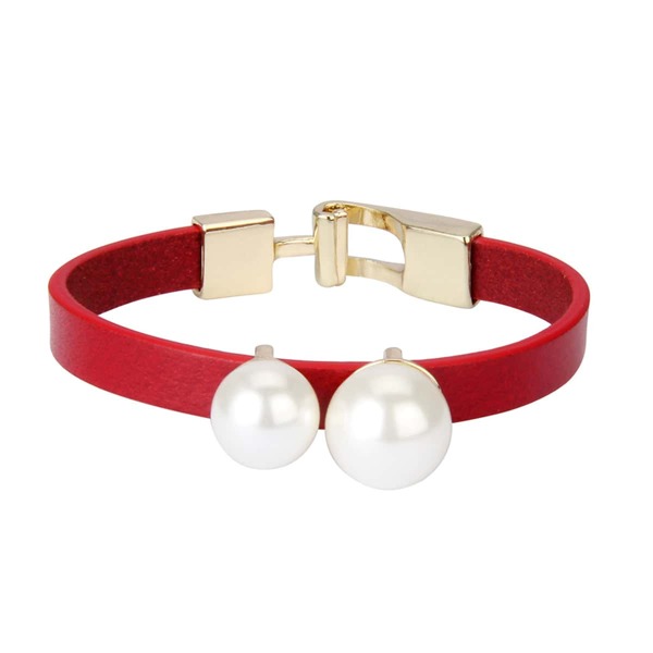 

Faux Pearl Decor Bracelet, Red