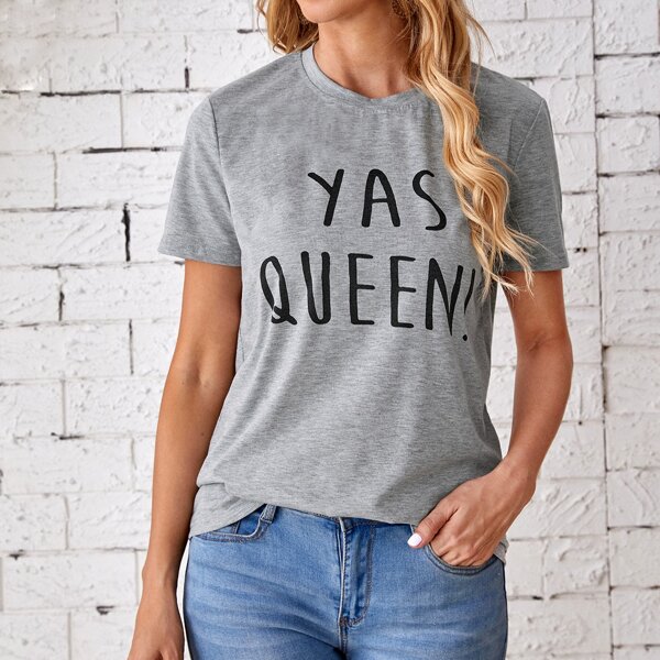 

Letter Graphic Round Neck Tee, Light grey