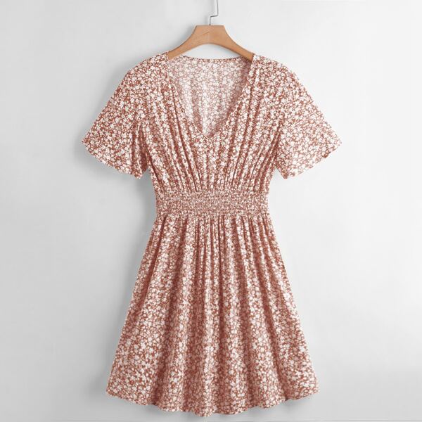 

Shirred Waist Ditsy Floral Dress, Multicolor