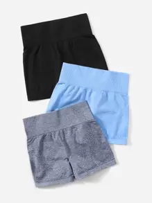 Easithlete 3pcs Seamless High Stretch Sports Shorts Stretchy ShortsWomen Sweat Short, Gym Short, Biker Short - Multicolor - View 3