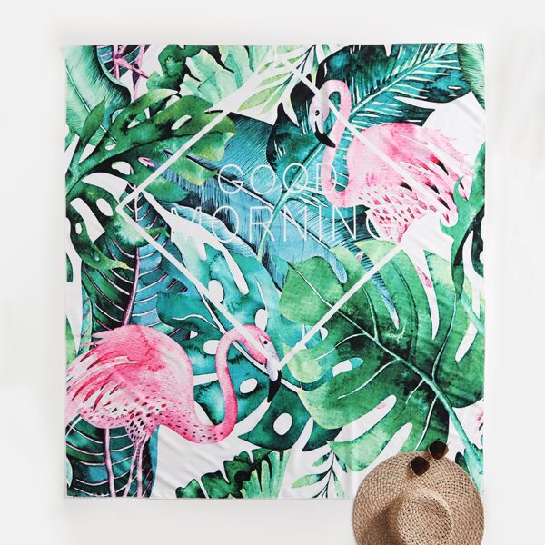 

Flamingo & Tropical Print Beach Blanket, Multicolor