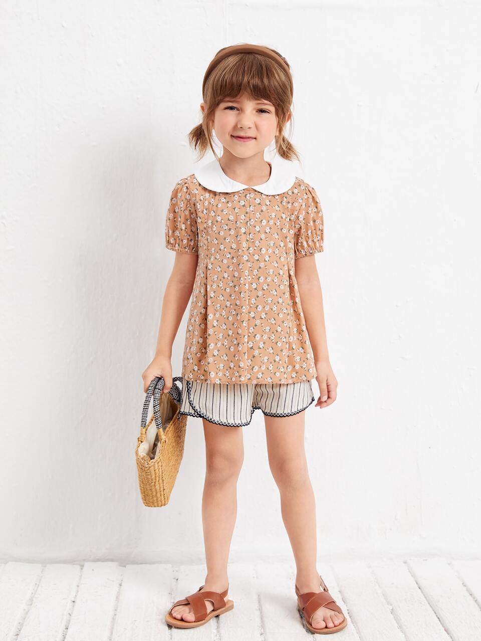 Toddler Girls Ditsy Floral Peter Pan Collar Blouse