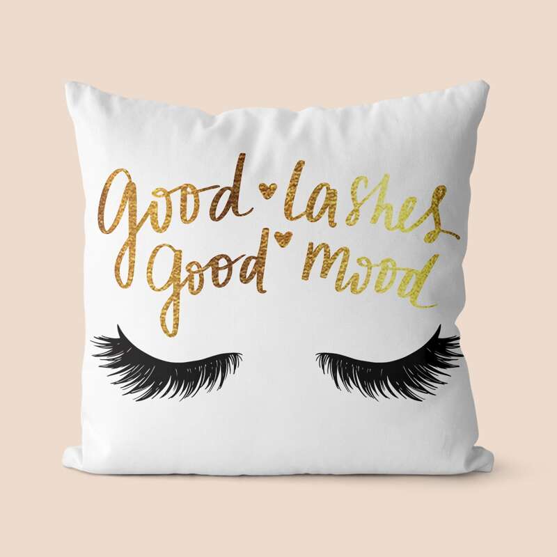 

Eyelash Print Cushion Cover Without Filler, Multicolor