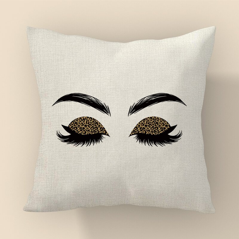 

Eyelash Print Cushion Cover Without Filler, Multicolor