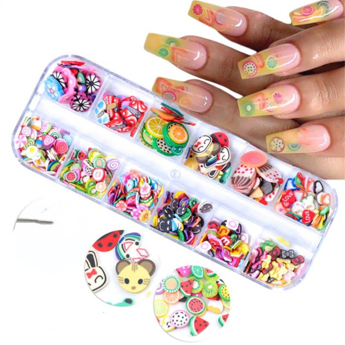 

600pcs Fruit Nail Accessory, Multicolor