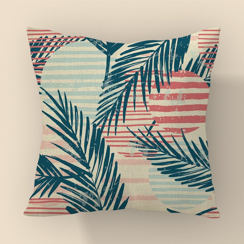 

Leaf Print Cushion Cover Without Filler, Multicolor