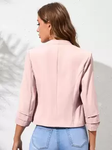 SHEIN Clasi Lớp chi tiết tay áo mở phía trước áo khoác - Màu Hồng baby - Xem 2