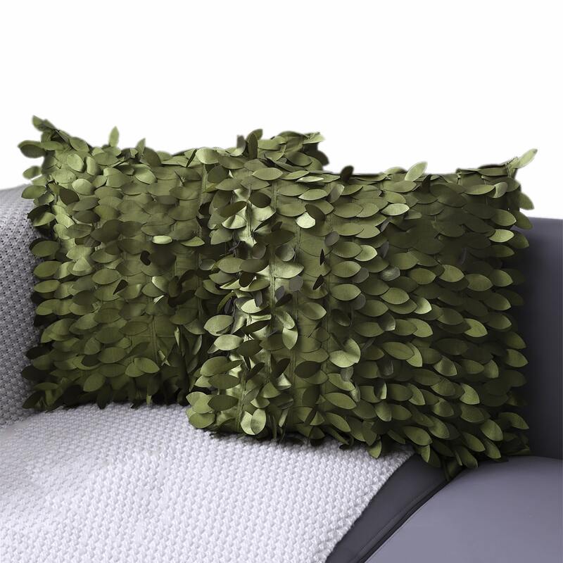 

1pc Artificial Leaf Cushion Cover Without Filler, Green