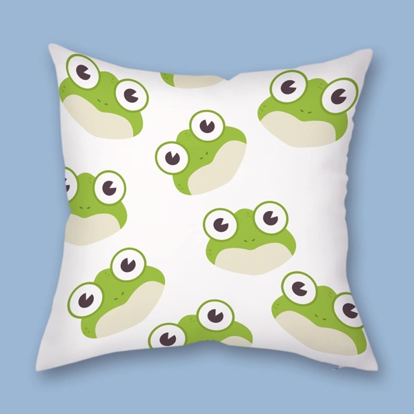

Cartoon Frog Kids Cushion Cover Without Filler, Multicolor